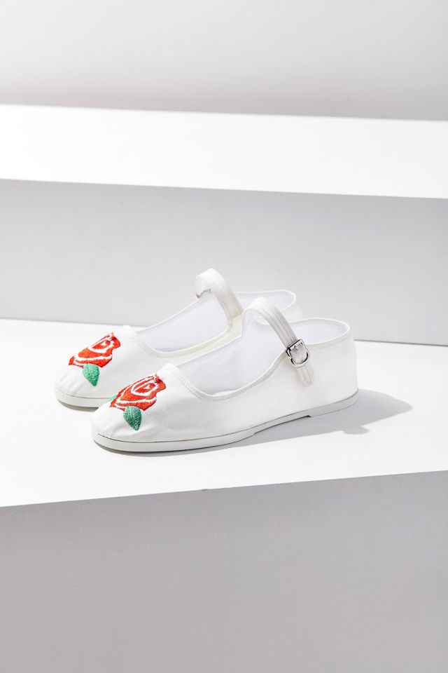 Embroidered Rose Mary Jane Flat #3