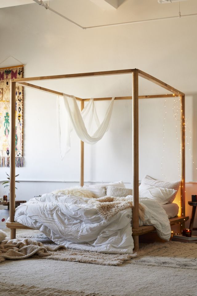 Wooden canopy store bed urban outfitters