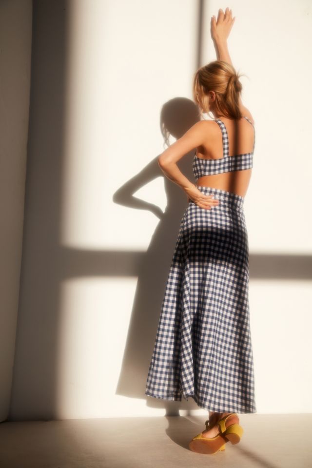 Glamorous Cutout Gingham Midi Dress #3