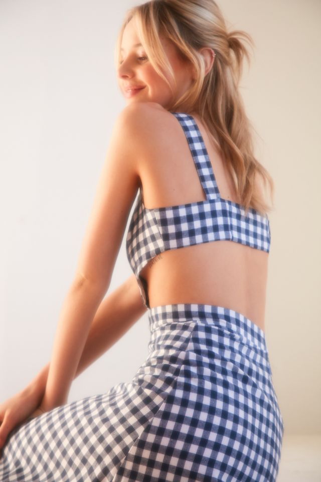 Glamorous Cutout Gingham Midi Dress #5