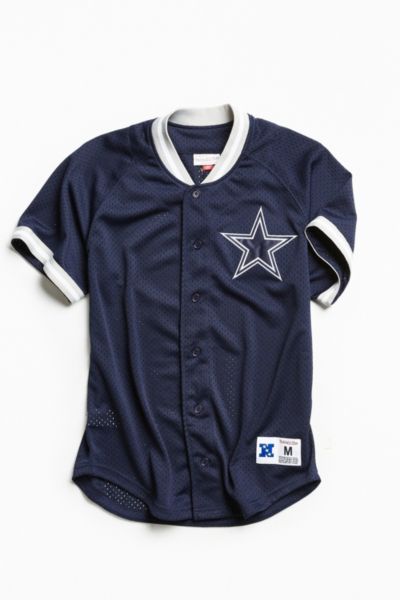 Dallas Cowboys Mitchell & Ness Winning Team Mesh Button-Up Shirt - Navy