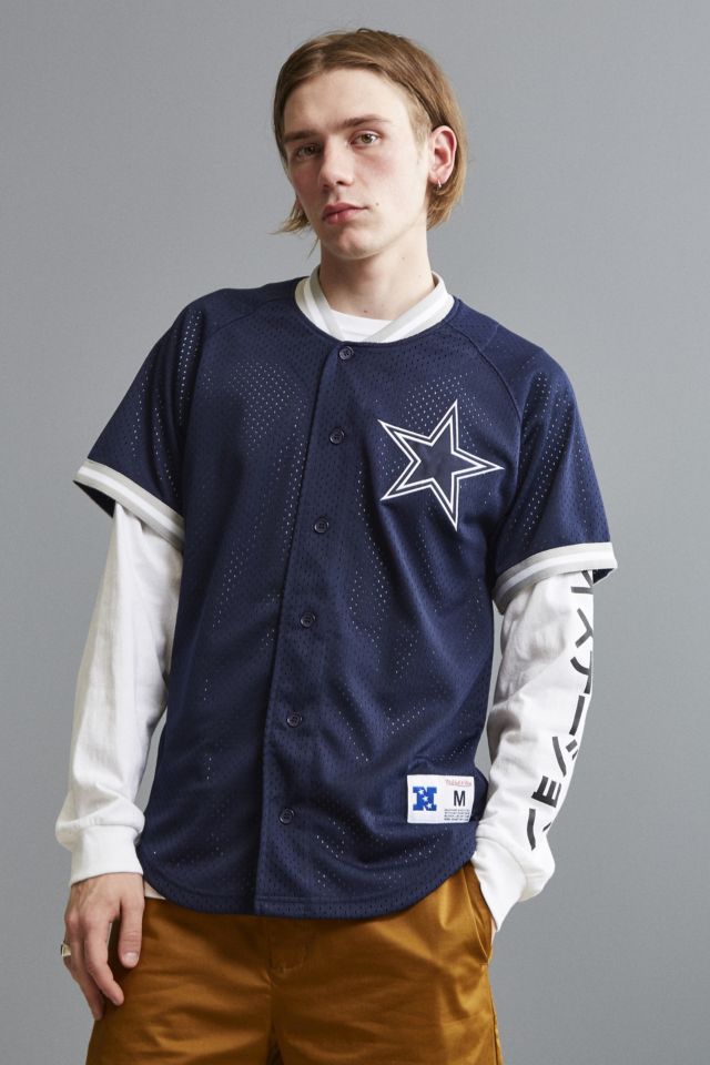 Dallas Cowboys Mitchell & Ness Winning Team Mesh Button-Up Shirt - Navy