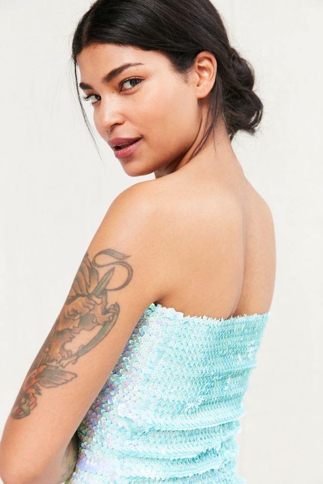 Vintage Light Blue Sequin Tube Top #2