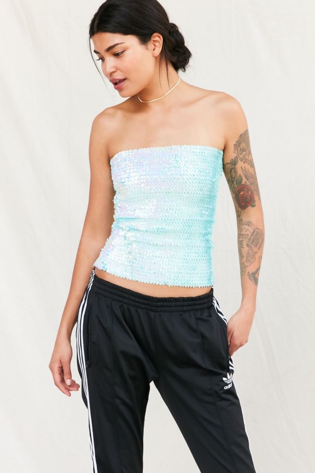 Vintage Light Blue Sequin Tube Top #5
