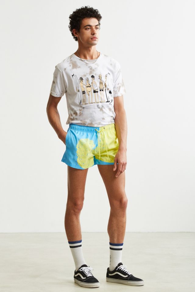 Boardies® Venice Yellow Swirl Shorties Swim Trunk #5