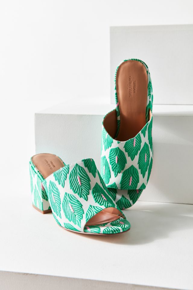Palm Pattern Heeled Mule #1