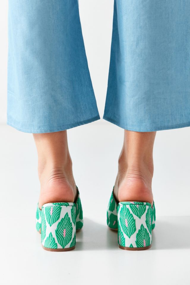 Palm Pattern Heeled Mule #5