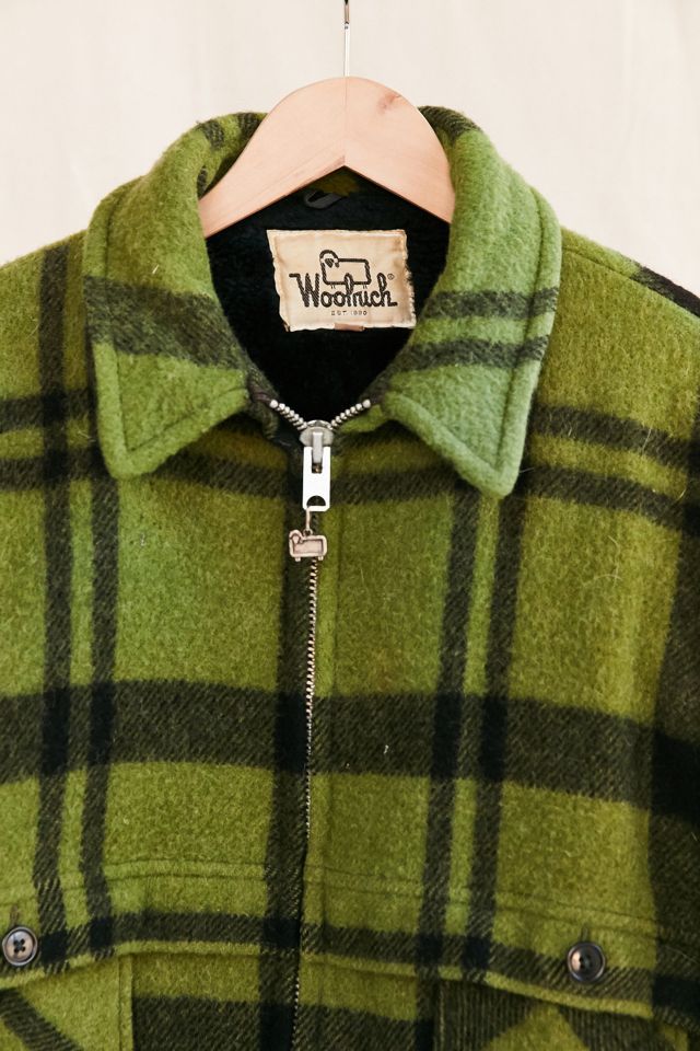 Woolrich ウールコート メルトン 白 緑黄赤 ボーダー USA製 70s