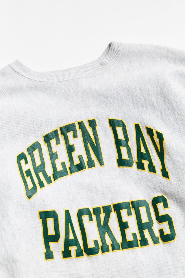 SHOPONEVINTAGE Green Bay Packers Cropped Zip-Up Sweatshirt