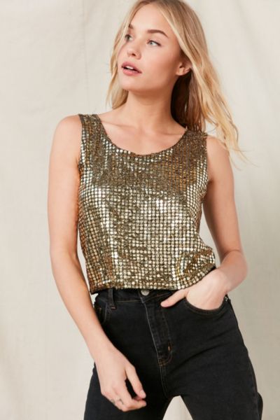 Gold sparkle tank top sale