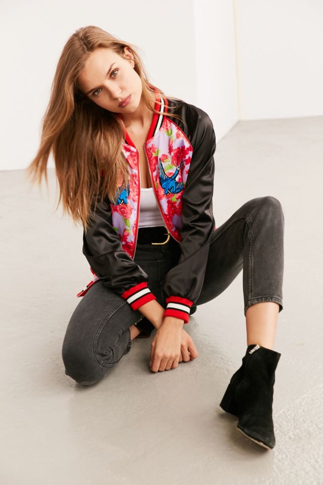 Silence + Noise Arielle Silky Embroidered Bomber Jacket #4