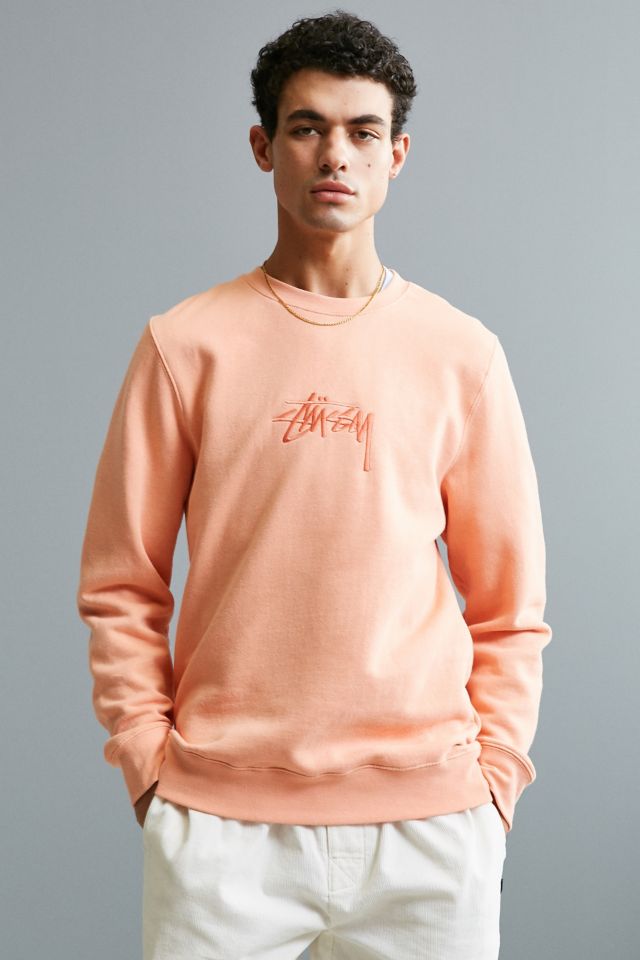 Stussy New Stock Pink Embroidered Crew Neck Sweatshirt