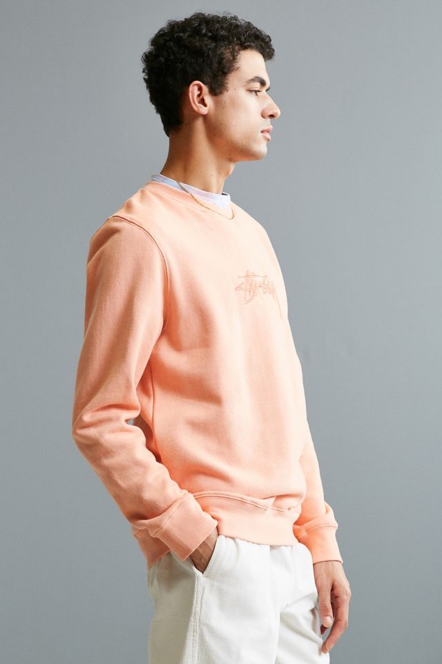 Stussy New Stock Pink Embroidered Crew Neck Sweatshirt #2
