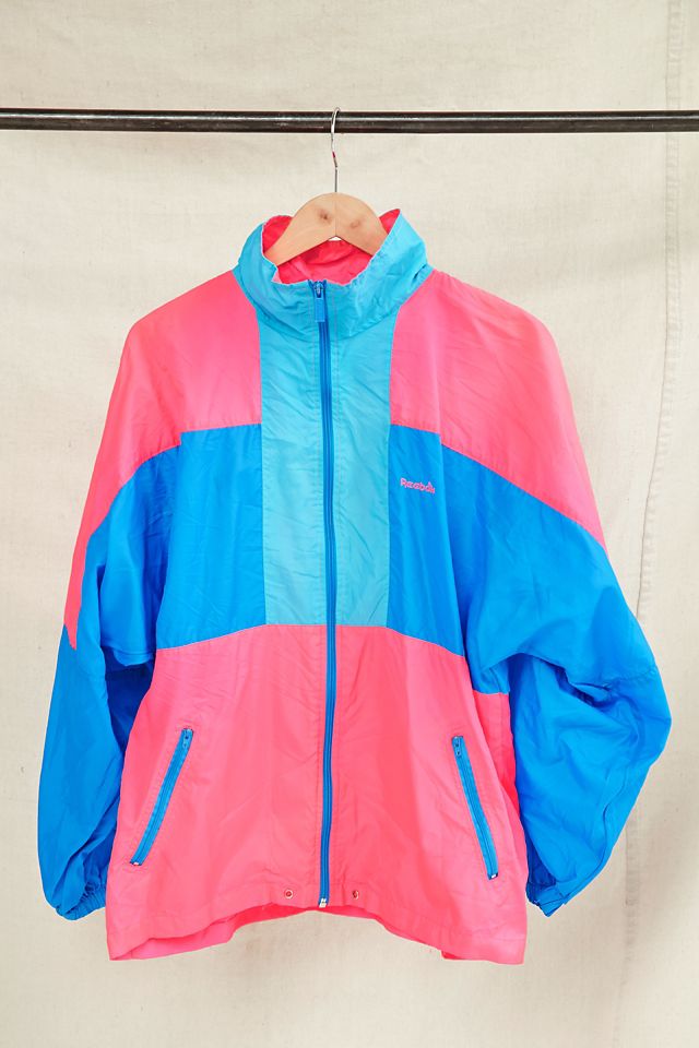 Vintage REEBOK Watercolor Windbreaker Jacket Medium Neon Colors