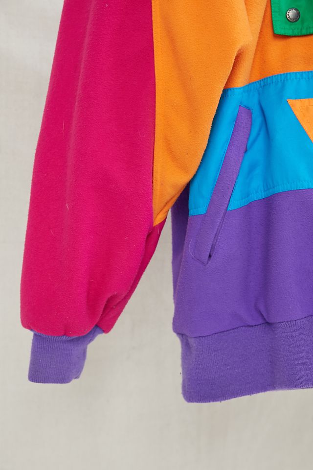 Vintage Color Block Fleece Pullover Jacket #3