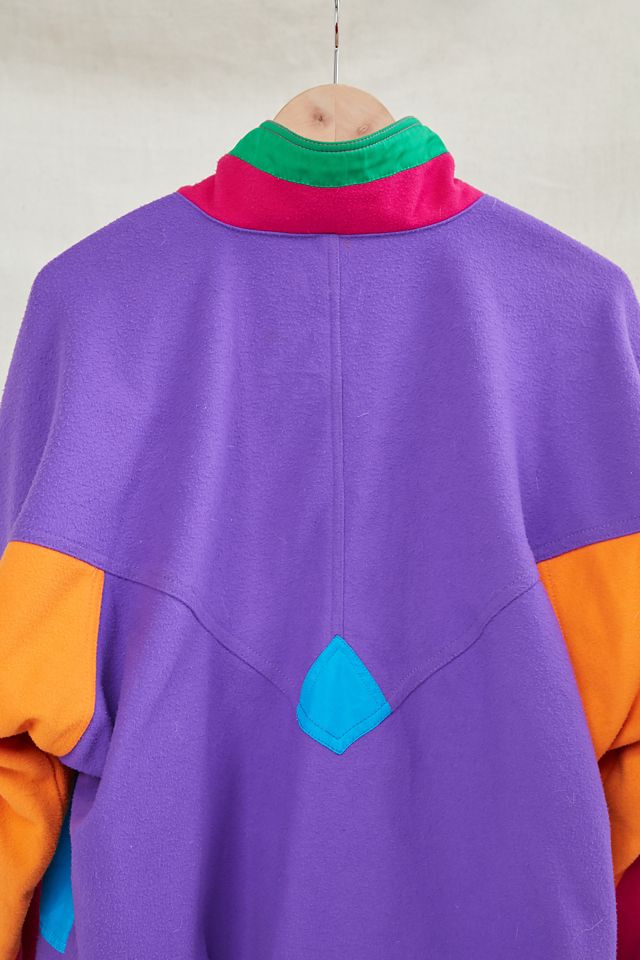 Vintage Color Block Fleece Pullover Jacket