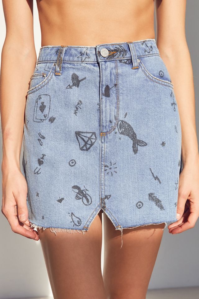 BDG Notched Denim Mini Skirt - Graffiti #2