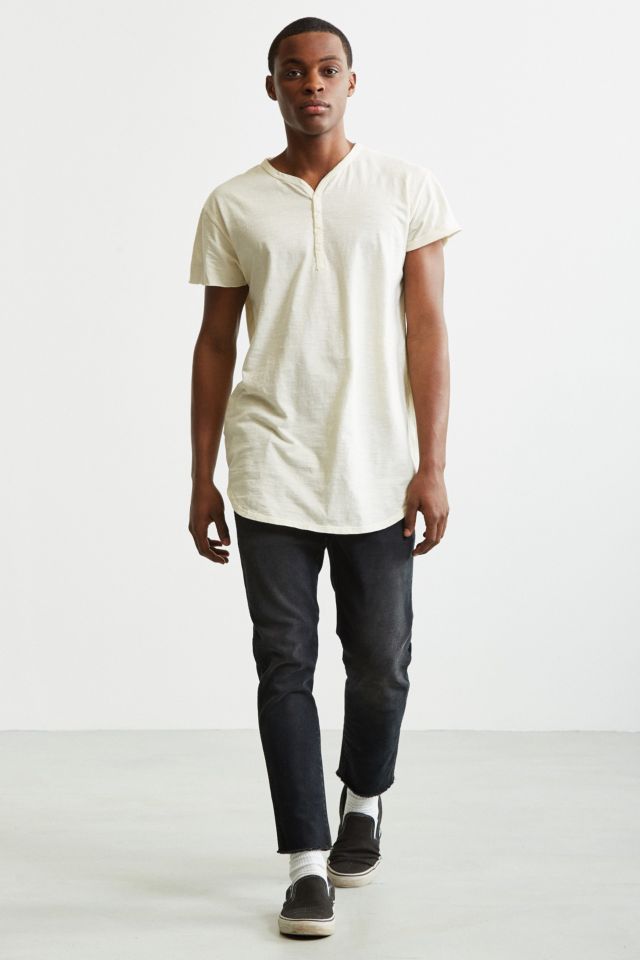 Slub Droptail Solid Henley Tee #5