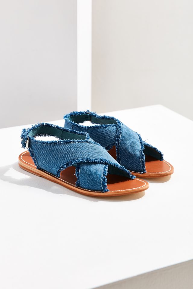 Frayed Denim Cross-Strap Sandal #3