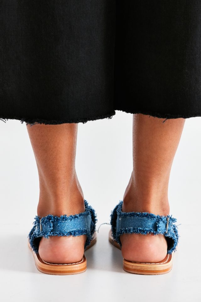 Frayed Denim Cross-Strap Sandal #5