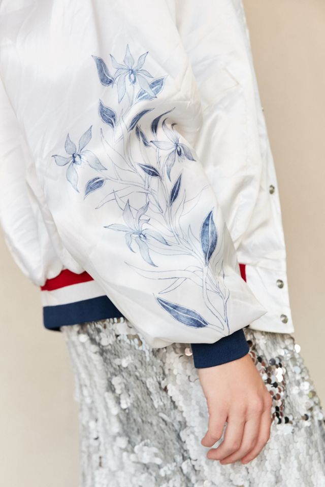 Blouson d'entraîneur vintage en satin à fleurs UO Design X Urban Renewal #2