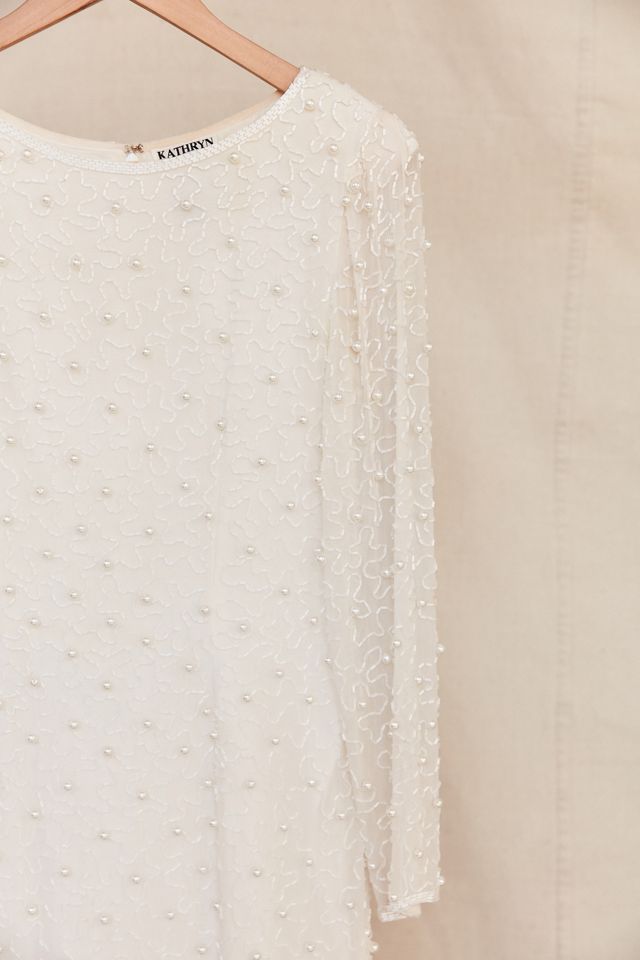 UO Design X Urban Renewal Vintage White Pearl Beaded Dress | Urban  Outfitters