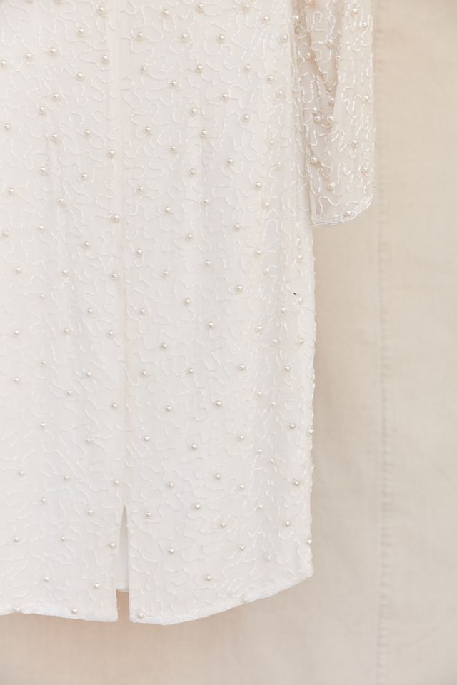 UO Design X Urban Renewal Vintage White Pearl Beaded Dress | Urban  Outfitters