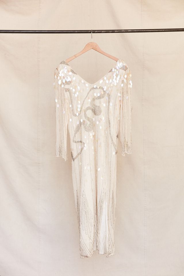 fitted lace wedding dress Elena Long-Sleeve Pattern Sequin Gown