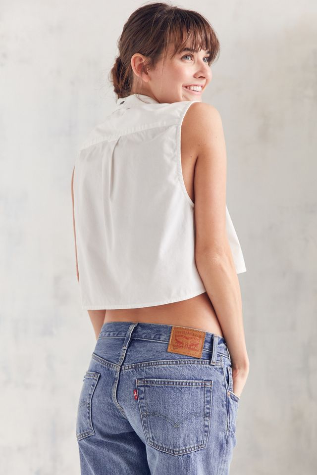 Silence + Noise Sleeveless Poplin Button-Down Blouse #1