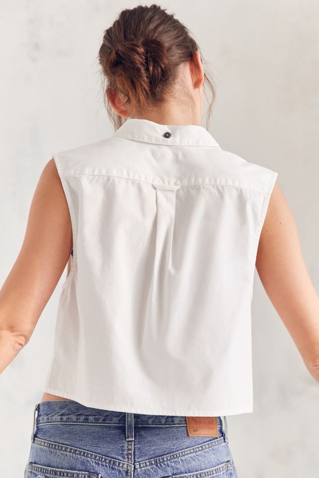 Silence + Noise Sleeveless Poplin Button-Down Blouse #5