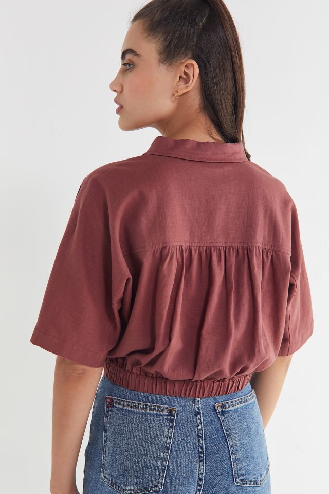 BDG Jena Tie-Front Striped Blouse #1