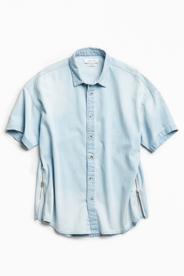 UO Heath Side Zip Short Sleeve Button-Down Shirt | Urban Outfitters