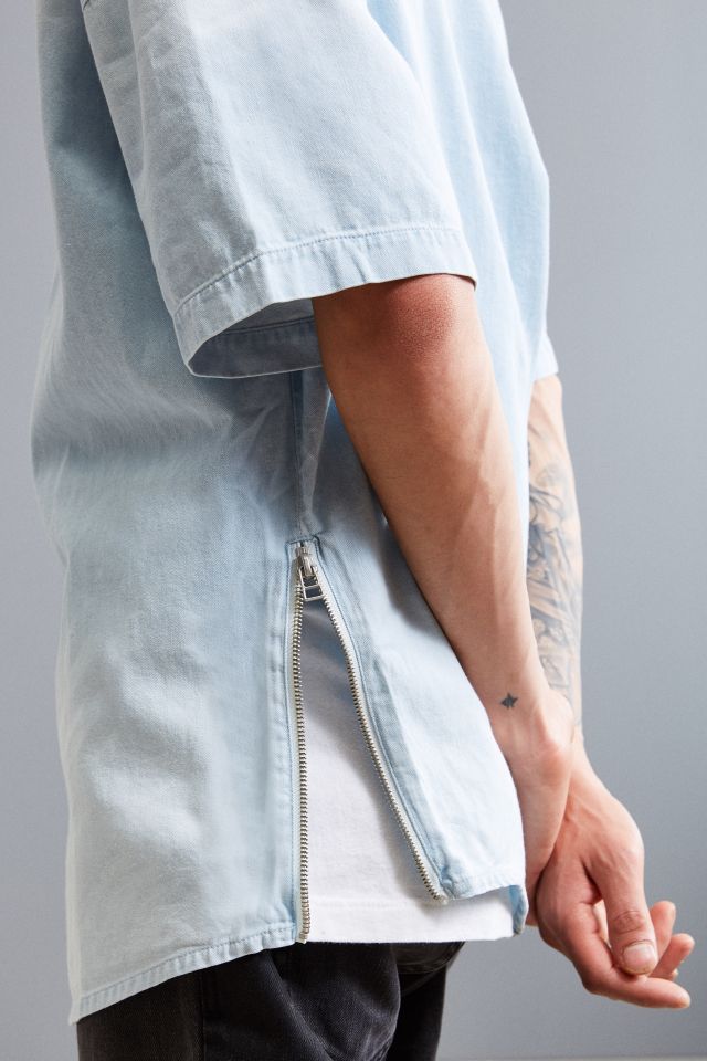 UO Heath Side Zip Short Sleeve Button-Down Shirt #1