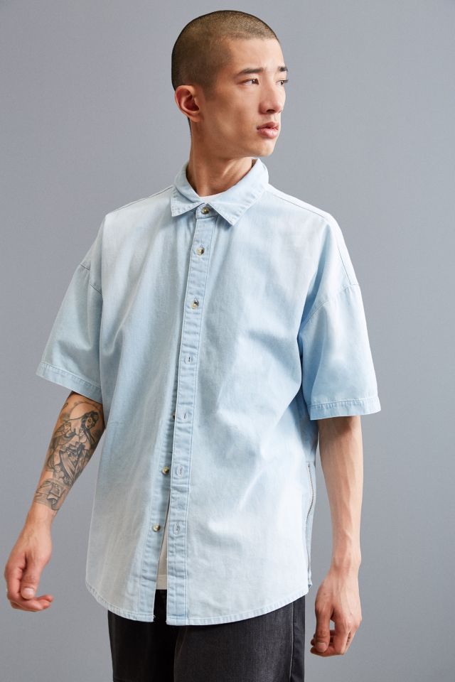 UO Heath Side Zip Short Sleeve Button-Down Shirt #2