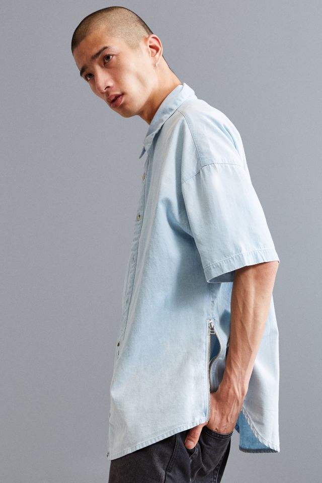 UO Heath Side Zip Short Sleeve Button-Down Shirt #3