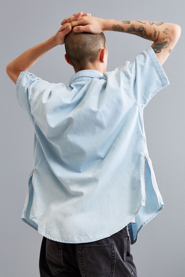 UO Heath Side Zip Short Sleeve Button-Down Shirt #4