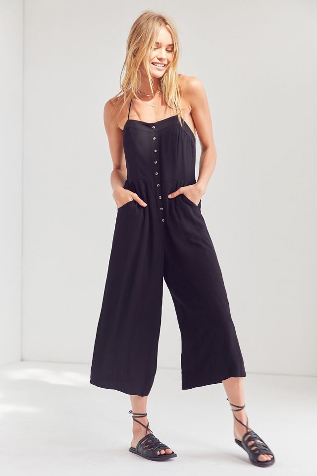Silence + Noise Button-Front Gauzy Halter Jumpsuit | Urban Outfitters ...