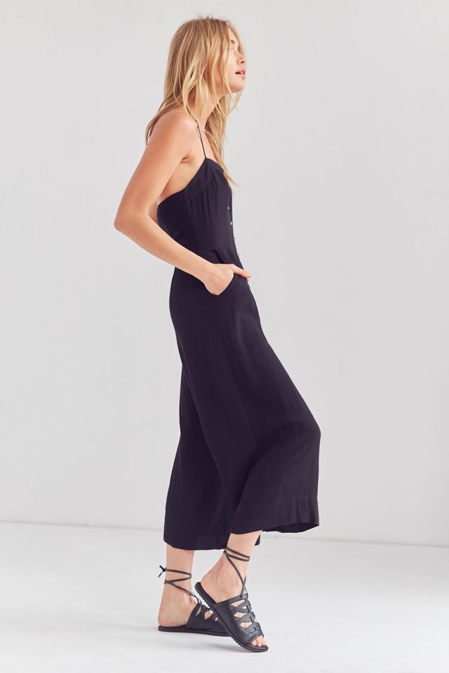 Silence + Noise Button-Front Gauzy Halter Jumpsuit #4