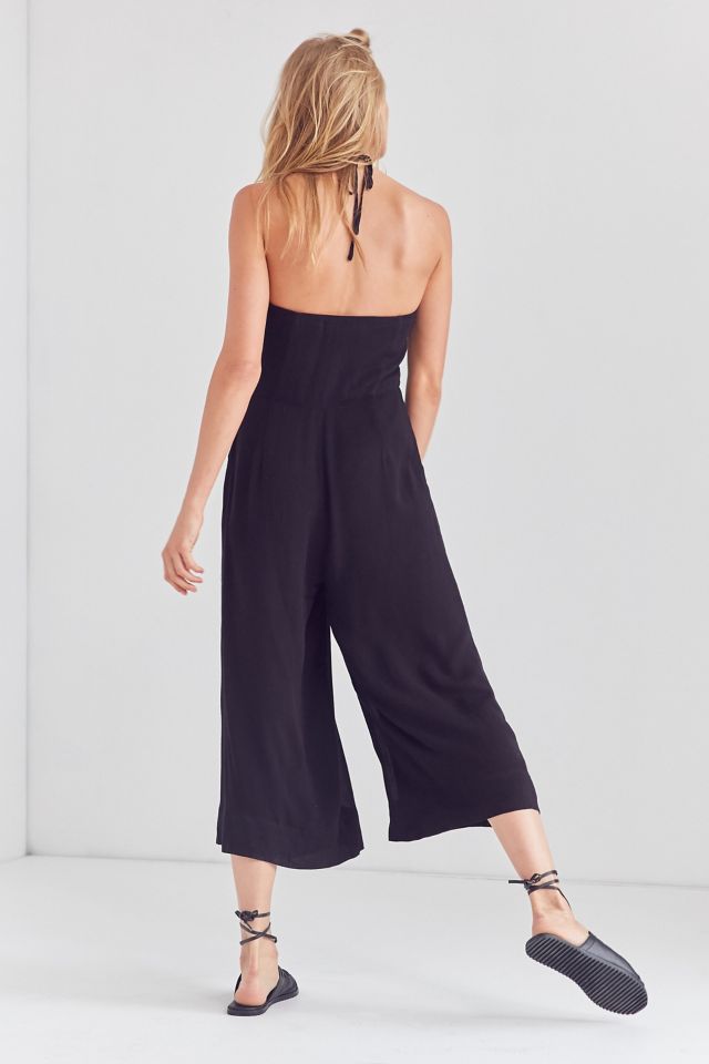 Silence + Noise Button-Front Gauzy Halter Jumpsuit #5