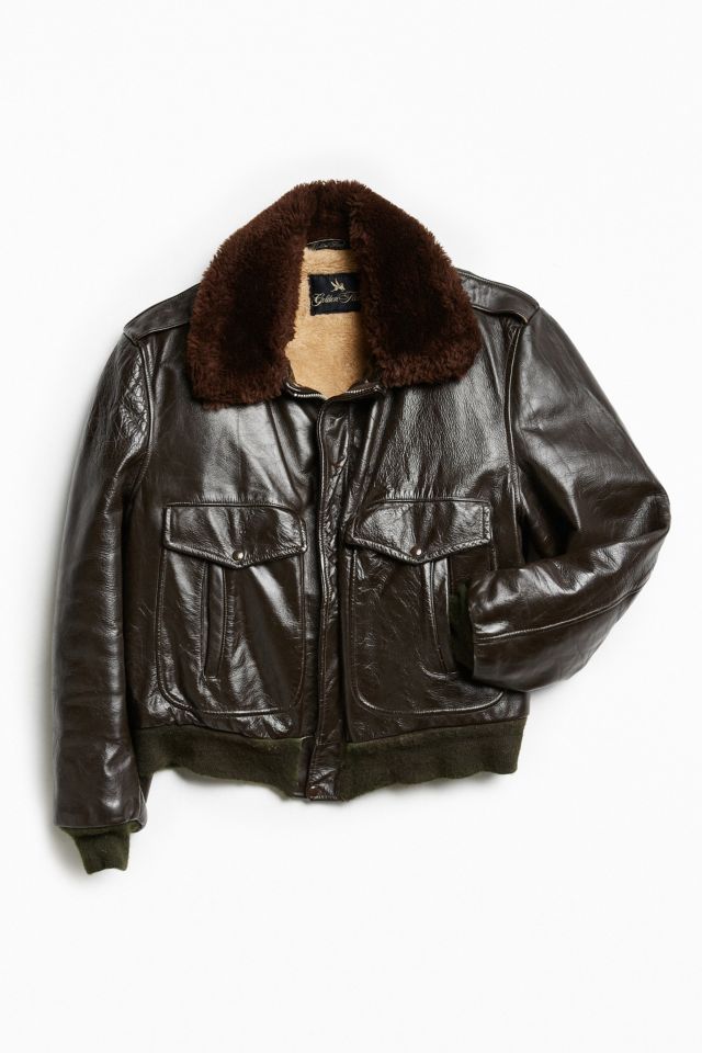 Vintage Golden Fleece Leather Jacket | Urban Outfitters