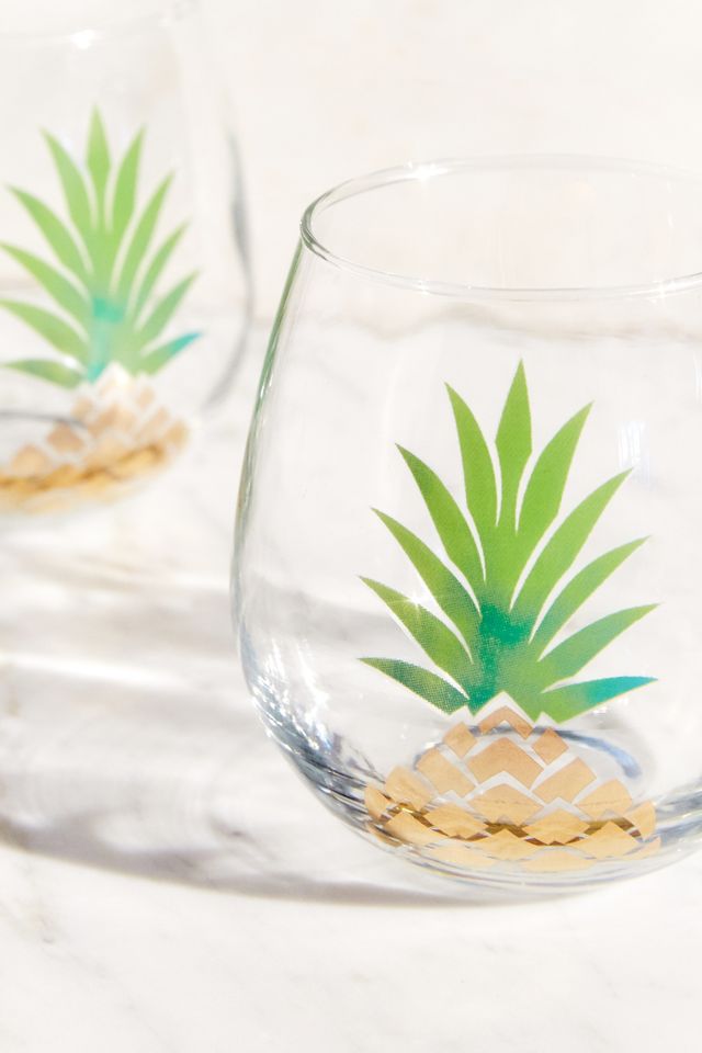 Metallic Pineapple Stemless Wine Glass - Set Of 2 #2