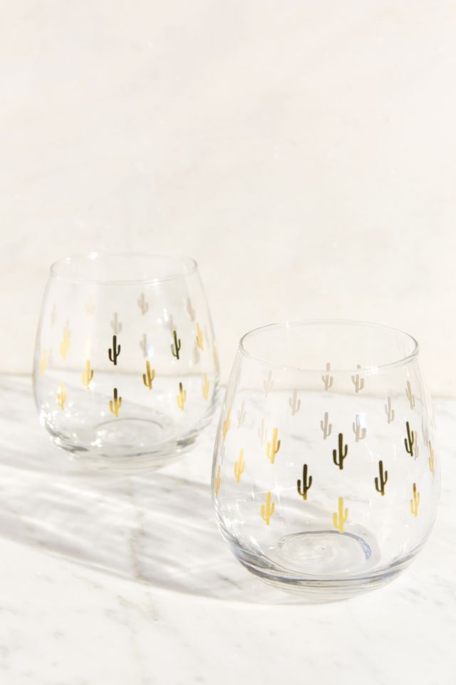Metallic Cactus Stemless Wine Glass - Set Of 2 #1