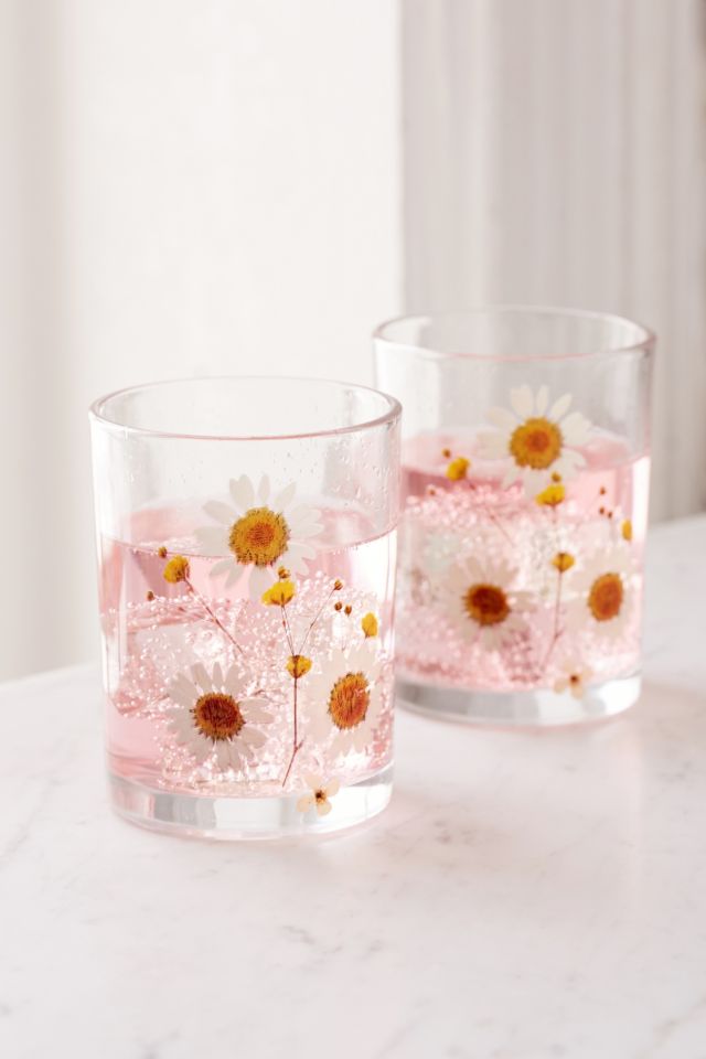 Pressed Daisy Glass - Set Of 2