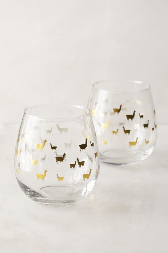 Metallic Llama Stemless Wine Glass - Set Of 2 #1