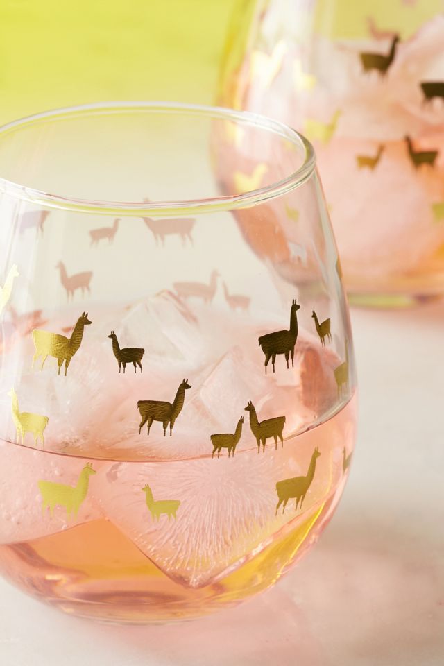 Metallic Llama Stemless Wine Glass - Set Of 2 #2