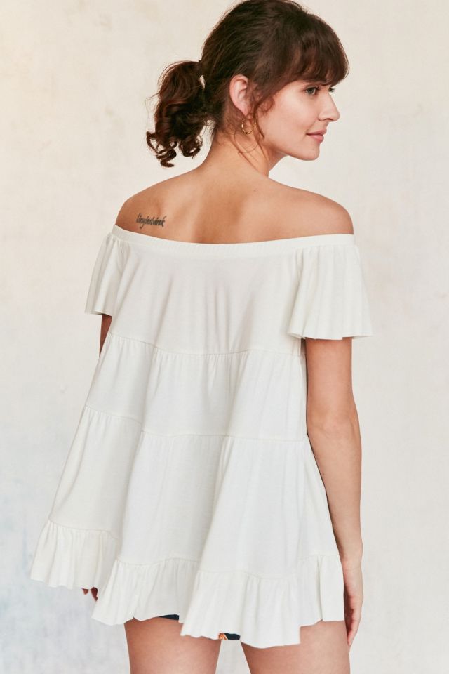 Kimchi Blue Eliza Ruffle Tiered Off-The-Shoulder Tee #1