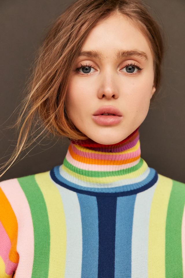 Vintage 70's Rainbow Turtleneck Sweater #5