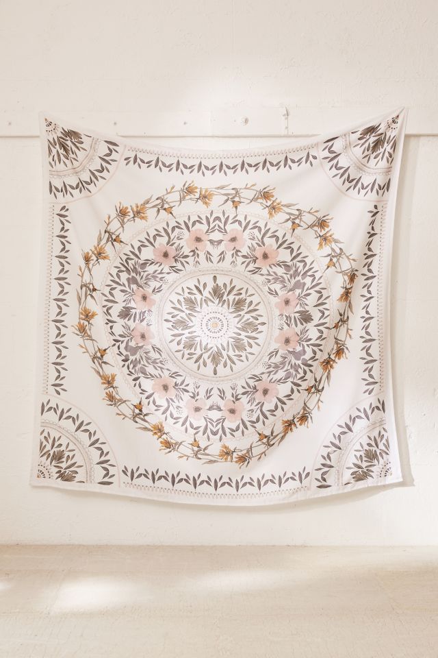 Sketched Floral Medallion Tapestry #1