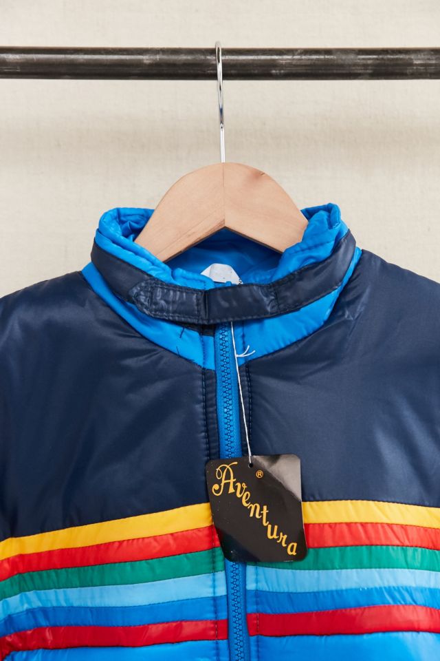 Vintage Rainbow Blue Puffer Jacket #1