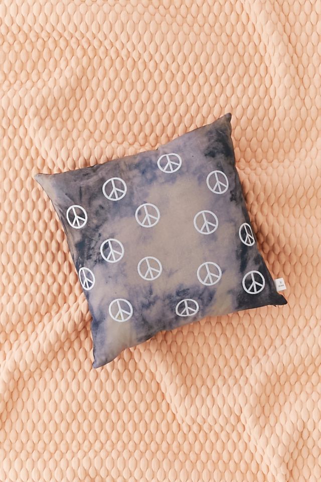 Embroidered Peace Sign Pillow